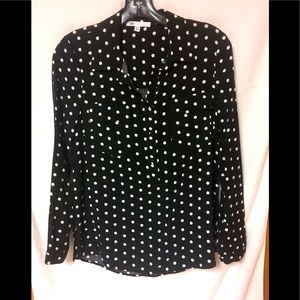 DR2 black and white polka dot button down shirt